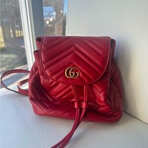 Gucci GG Marmont Red Leather Mini Backpack Bag Purse NWOT. Excellent Condition!